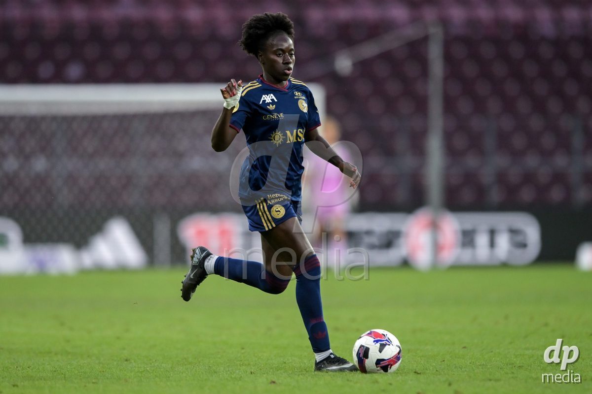 GENEVA, SWITZERLDAND - September 9: Benedicte Simon of Servette during the AXA Women's Super League match between Servette FC Chenois Feminin and FC Yverdon Women at Stade de Geneve on September 9,2026 in Geneva, Switzerland