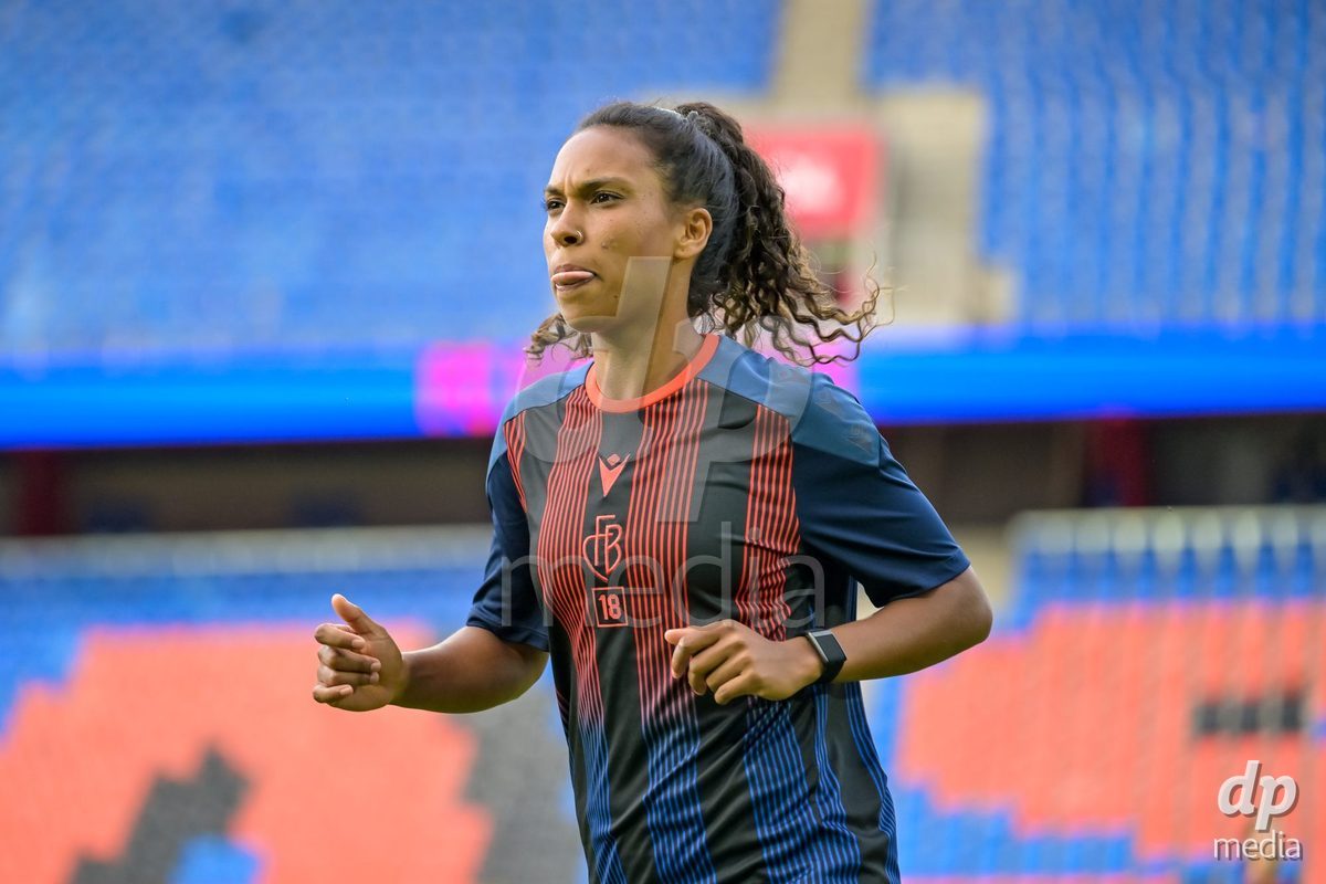 BASEL, SWITZERLAND - September 9: Coumba Sow of FC Basel during the AXA Women's Super League match between FC Basel 1893 and GC Frauenfussball at St. Jakob-Park on September 9, 2026 in Basel, Switzerland.