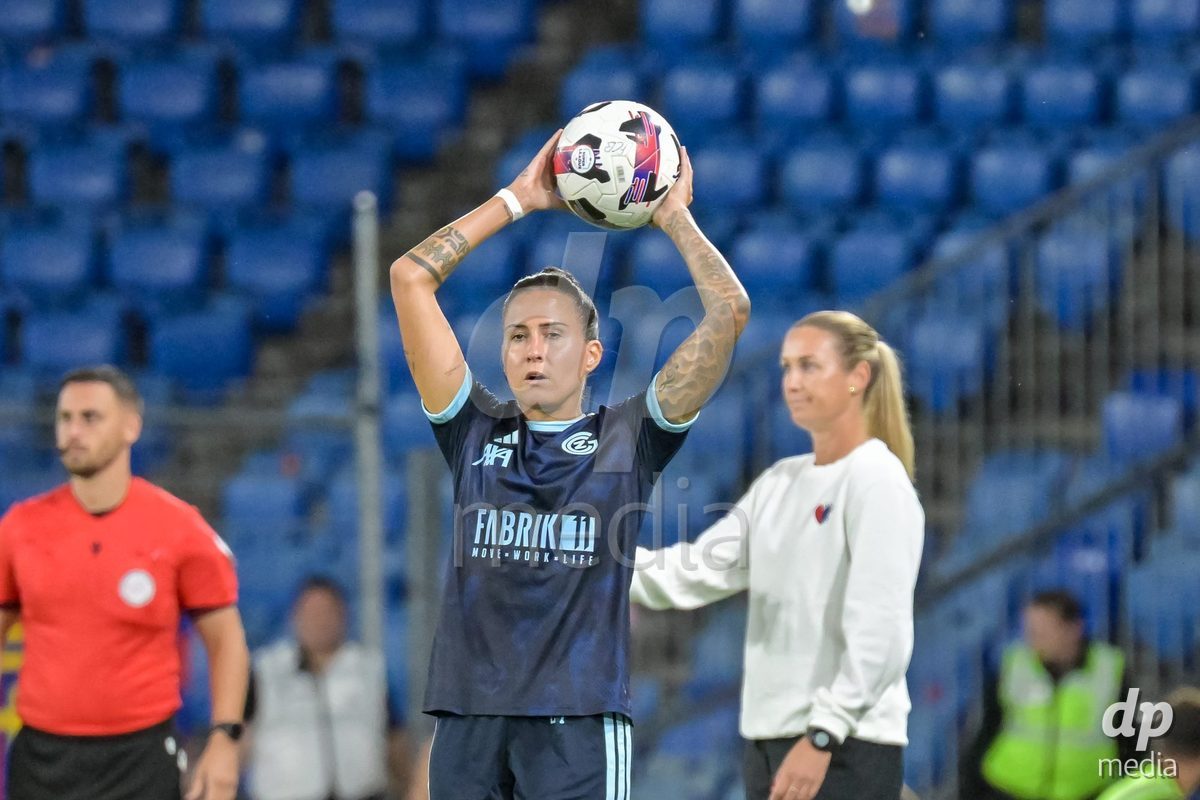 BASEL, SWITZERLAND - September 9: Melanie Mueller of GC Frauenfussball during the AXA Women's Super League match between FC Basel 1893 and GC Frauenfussball at St. Jakob-Park on September 9, 2026 in Basel, Switzerland.