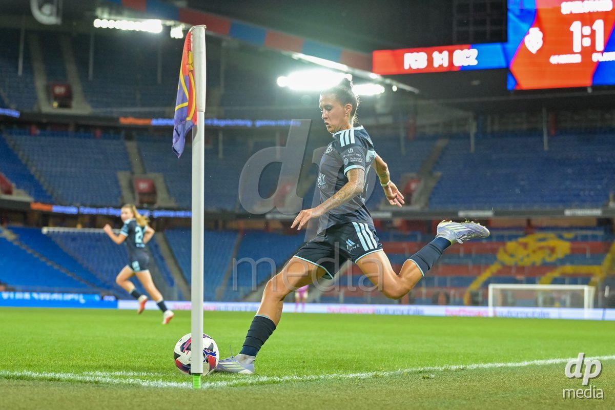 BASEL, SWITZERLAND - September 9: Melanie Mueller of GC Frauenfussball during the AXA Women's Super League match between FC Basel 1893 and GC Frauenfussball at St. Jakob-Park on September 9, 2026 in Basel, Switzerland.