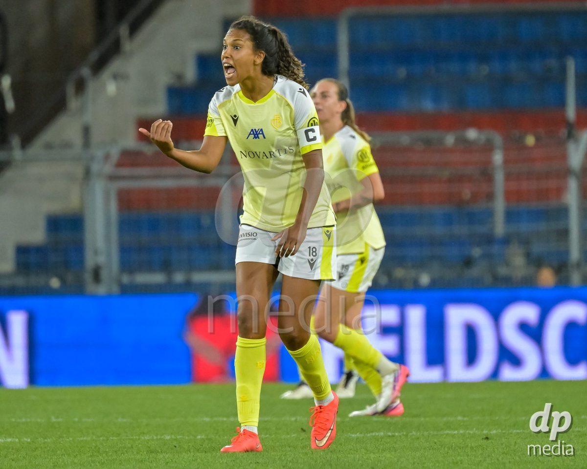 BASEL, SWITZERLAND - September 9: Coumba Sow of FC Basel during the AXA Women's Super League match between FC Basel 1893 and GC Frauenfussball at St. Jakob-Park on September 9, 2026 in Basel, Switzerland.