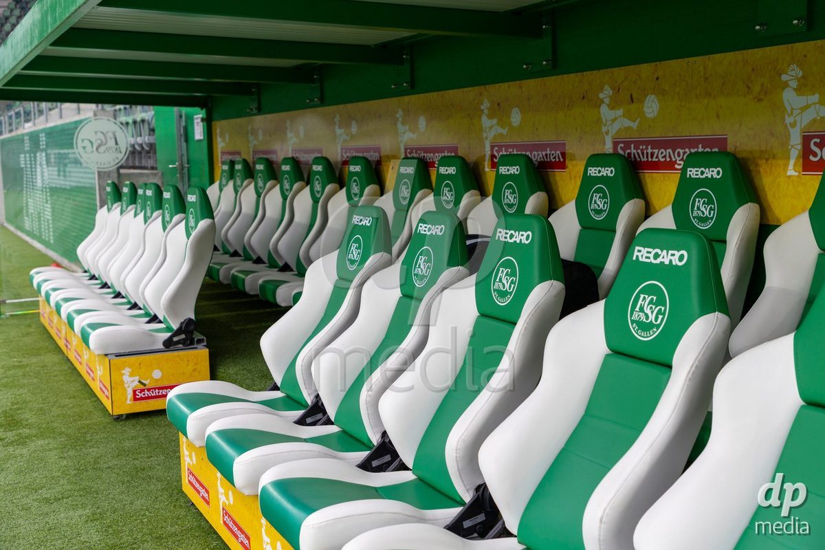 ST. GALLEN, SWITZERLAND - September 9: FC SG seats during the AXA Women's Super League match between FC St. Gallen 1879 and FC Aarau Frauen at Berit Sitterstadion on September 9, 2026 in St. Gallen, Switzerland.