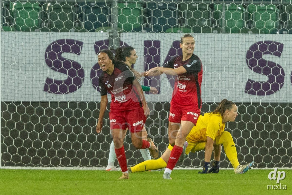 ST. GALLEN, SWITZERLAND - September 9: Joy Steck of FC Aarau Frauen celebrates her goal during the AXA Women's Super League match between FC St. Gallen 1879 and FC Aarau Frauen at Berit Sitterstadion on September 9, 2026 in St. Gallen, Switzerland.