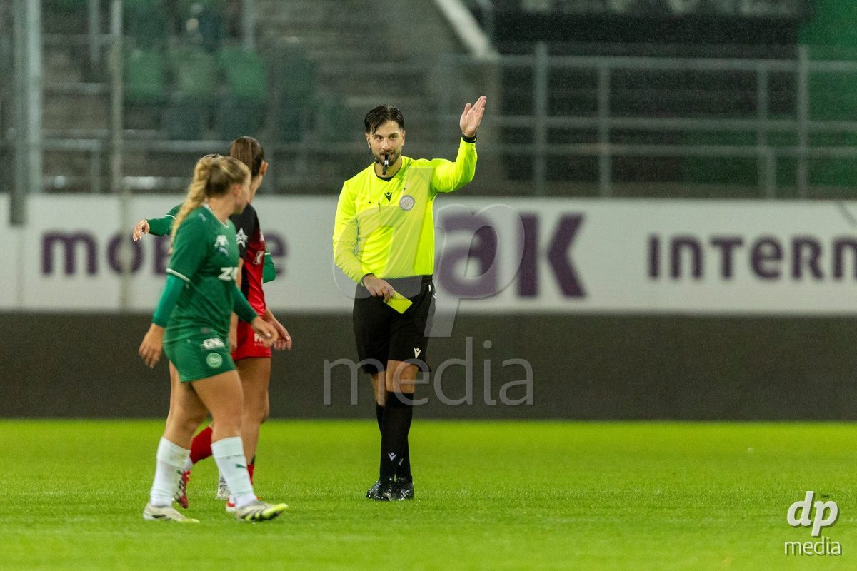 ST. GALLEN, SWITZERLAND - September 9: Referee Firat Sertkaya during the AXA Women's Super League match between FC St. Gallen 1879 and FC Aarau Frauen at Berit Sitterstadion on September 9, 2026 in St. Gallen, Switzerland.