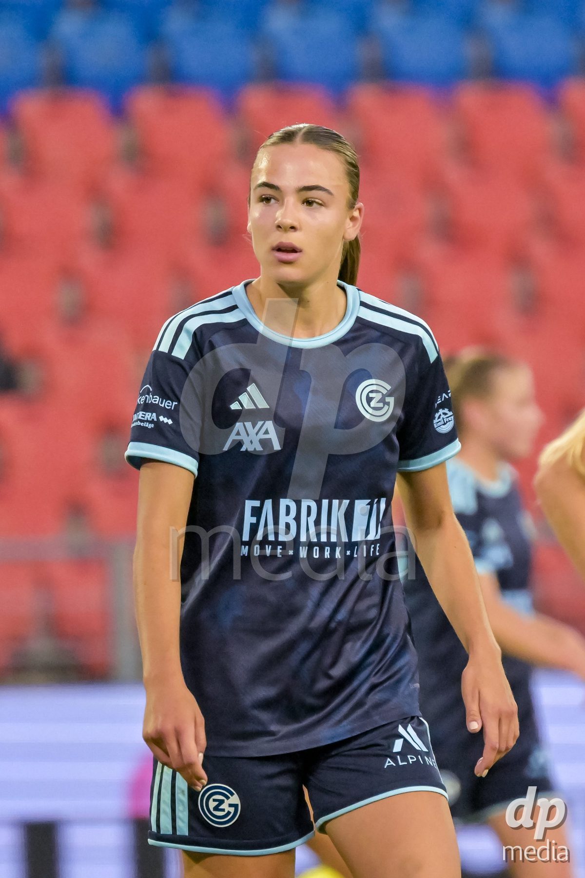 BASEL, SWITZERLAND - September 9: Emma Egli of GC Frauenfussball during the AXA Women's Super League match between FC Basel 1893 and GC Frauenfussball at St. Jakob-Park on September 9, 2026 in Basel, Switzerland.