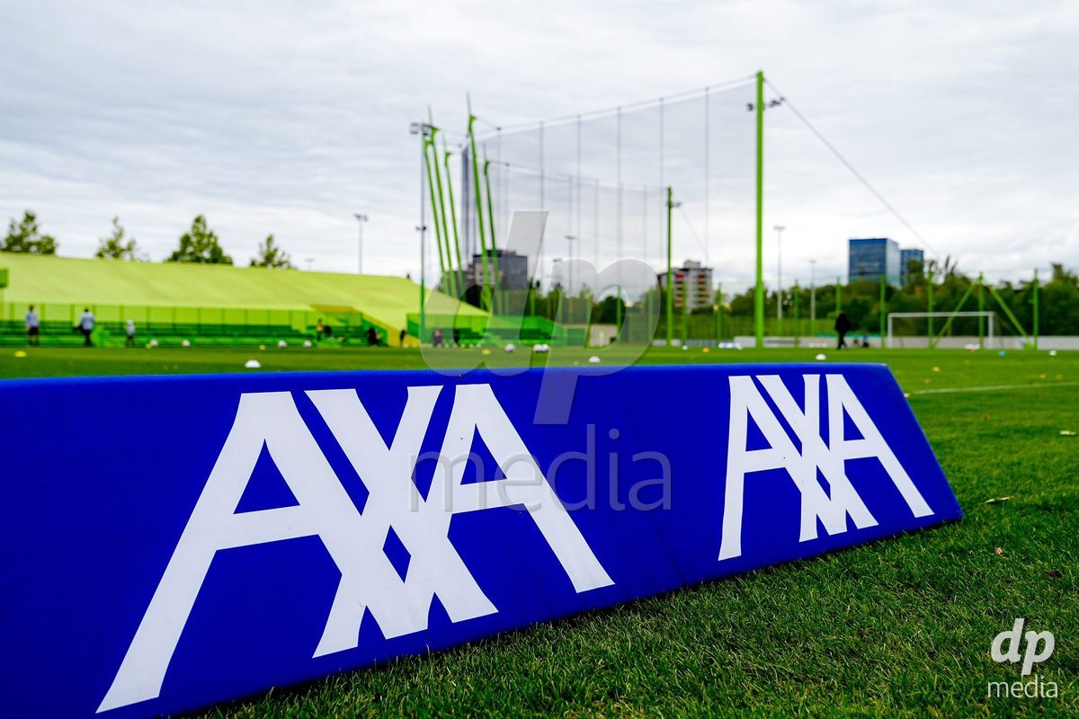 ZURICH, SWITZERLAND - September 9: AXA sponsor board during the AXA Women's Super League match between FC Zurich and BSC YB Frauen at Herrenschurli on September 9, 2026 in Zurich, Switzerland.