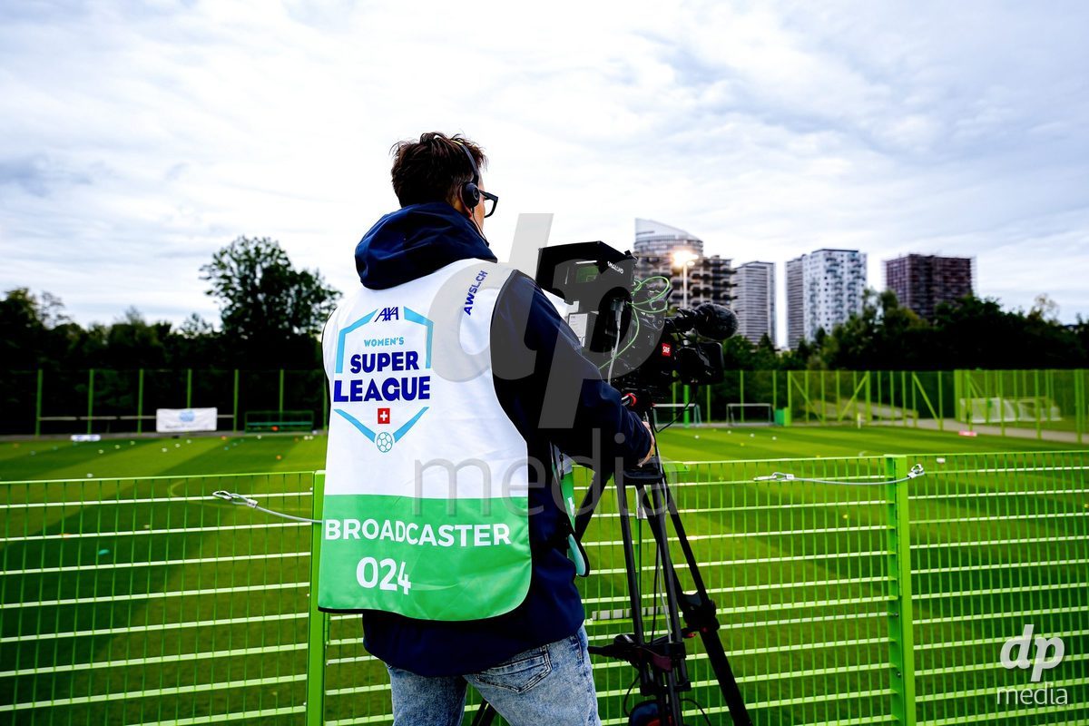 ZURICH, SWITZERLAND - September 9: SRF TV camera operator / Broadcaster during the AXA Women's Super League match between FC Zurich and BSC YB Frauen at Herrenschurli on September 9, 2026 in Zurich, Switzerland.