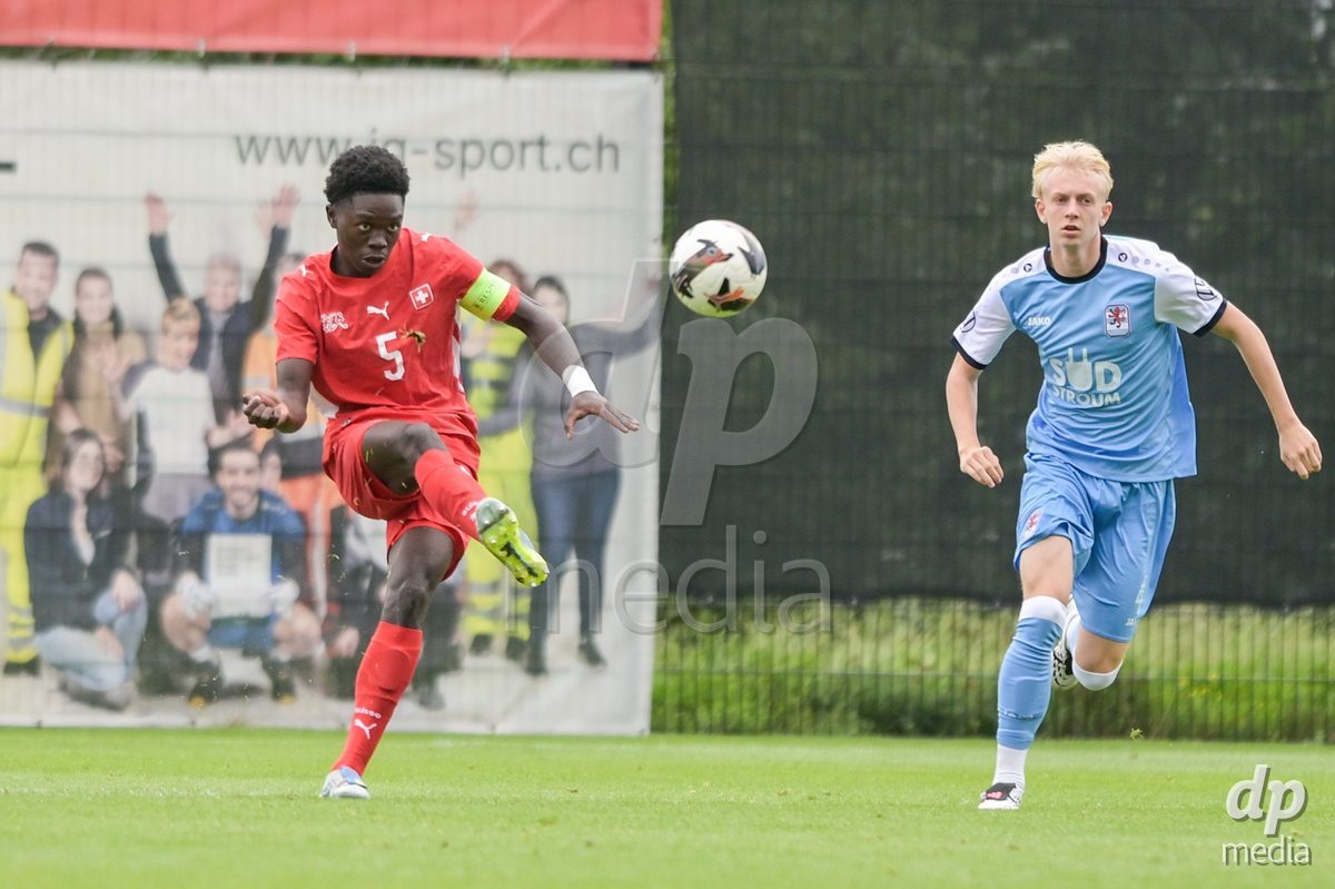 CHUR, SWITZERLAND - September 10: Manuel Meudje of Switzerland during the International friendly match between Switzerland U16 and Luxembourg U16 at Stade de Chur on September 10,2026 in Chur, Switzerland