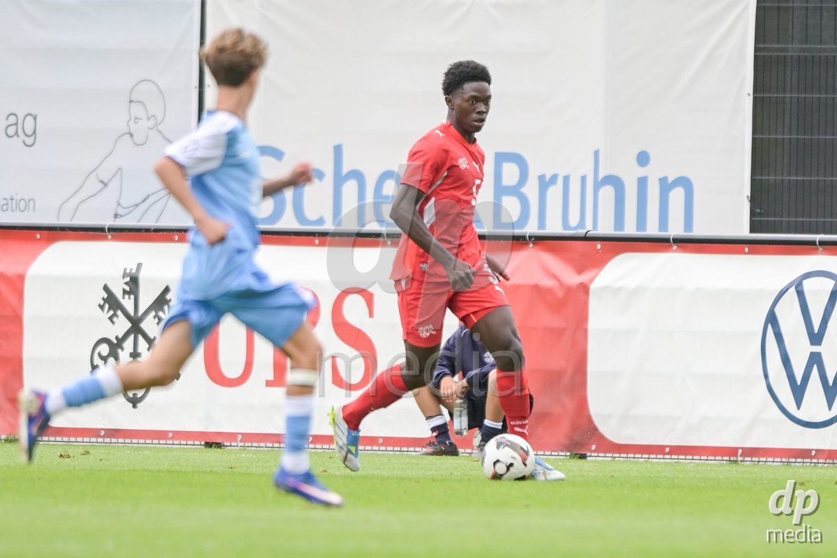 CHUR, SWITZERLAND - September 10: Manuel Meudje of Switzerland during the International friendly match between Switzerland U16 and Luxembourg U16 at Stade de Chur on September 10,2026 in Chur, Switzerland