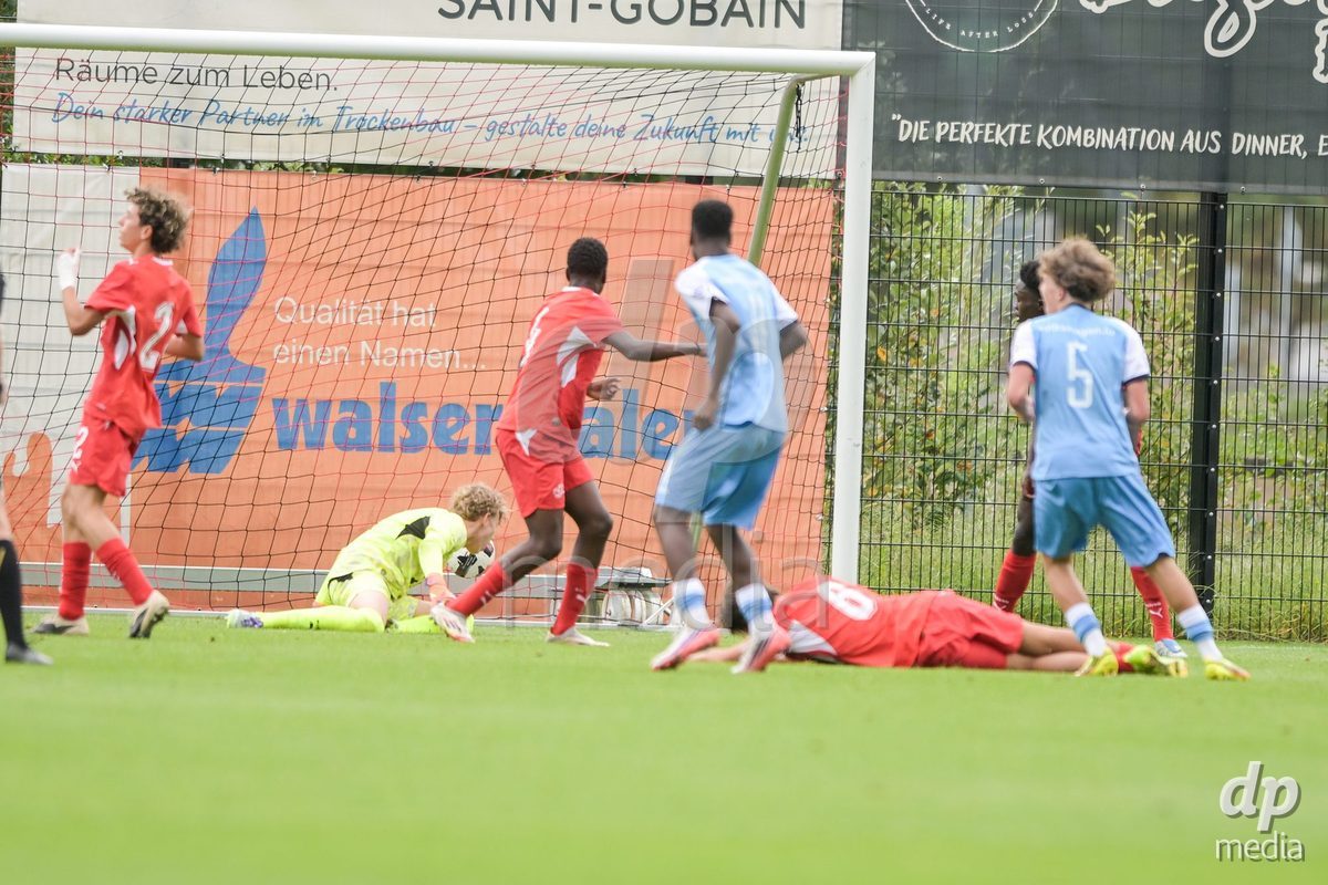 CHUR, SWITZERLAND - September 10: Luxembourg sign the 2-1 gol during the International friendly match between Switzerland U16 and Luxembourg U16 at Stade de Chur on September 10,2026 in Chur, Switzerland