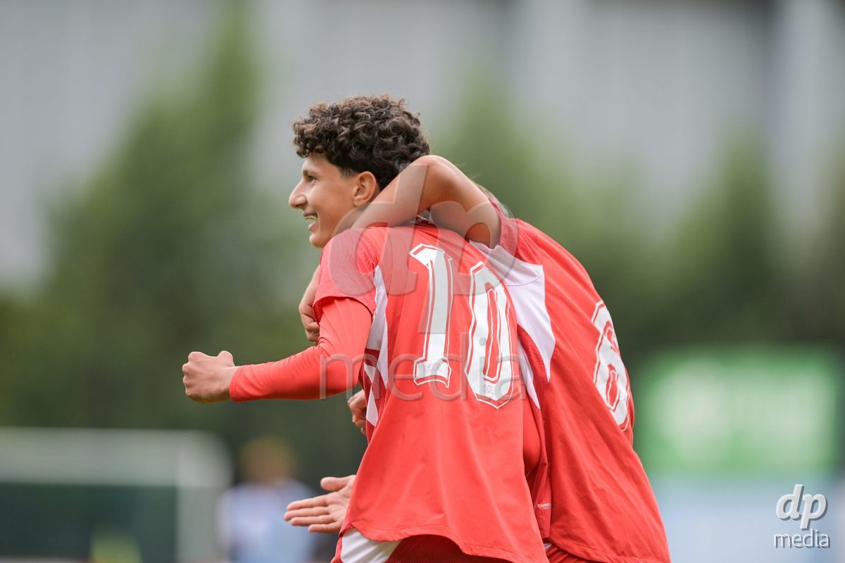 CHUR, SWITZERLAND - September 10: Yanis Sadiki of Switzerland celebrate the 3-1 gol during the International friendly match between Switzerland U16 and Luxembourg U16 at Stade de Chur on September 10,2026 in Chur, Switzerland
