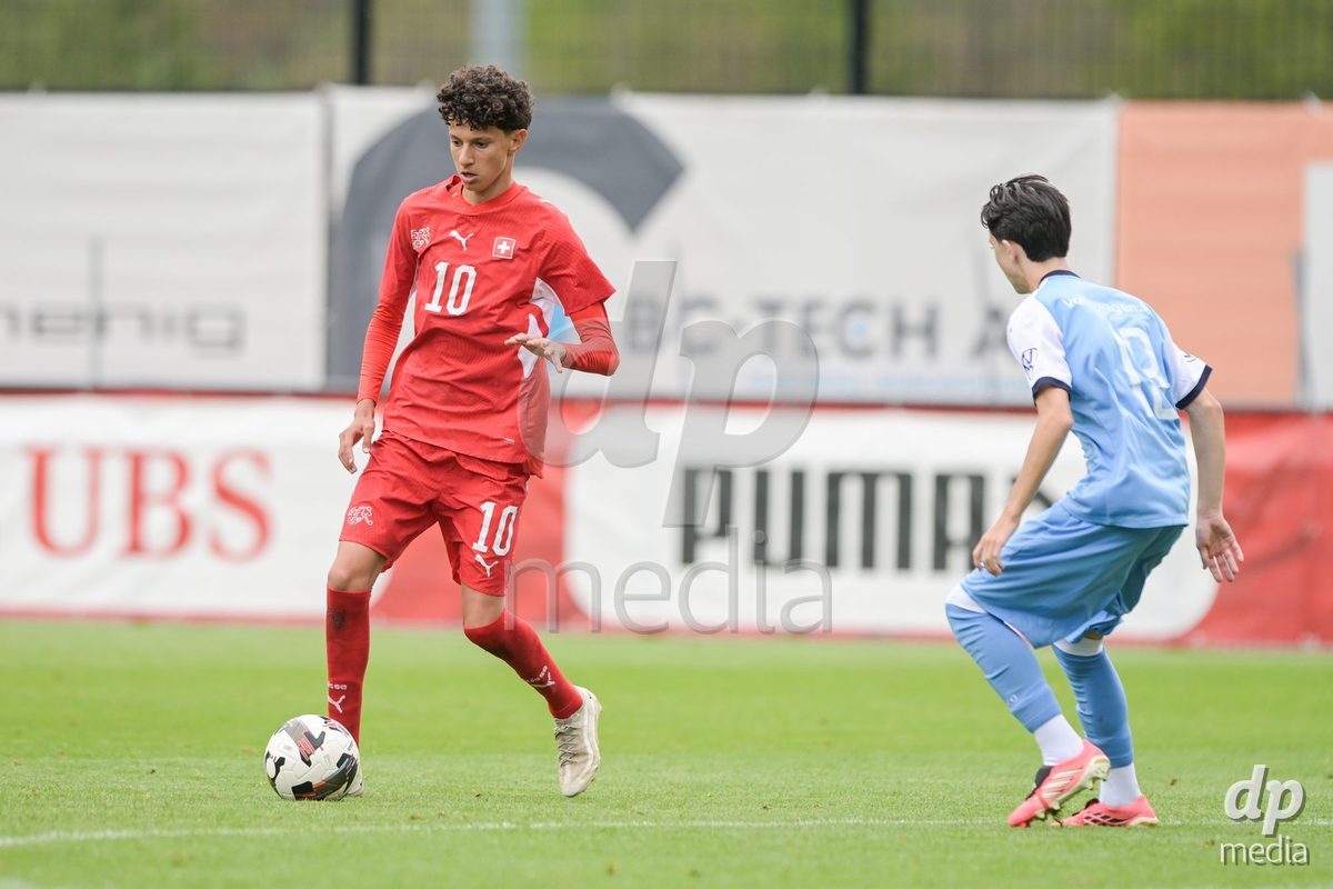 CHUR, SWITZERLAND - September 10: Yanis Sadiki of Switzerland during the International friendly match between Switzerland U16 and Luxembourg U16 at Stade de Chur on September 10,2026 in Chur, Switzerland