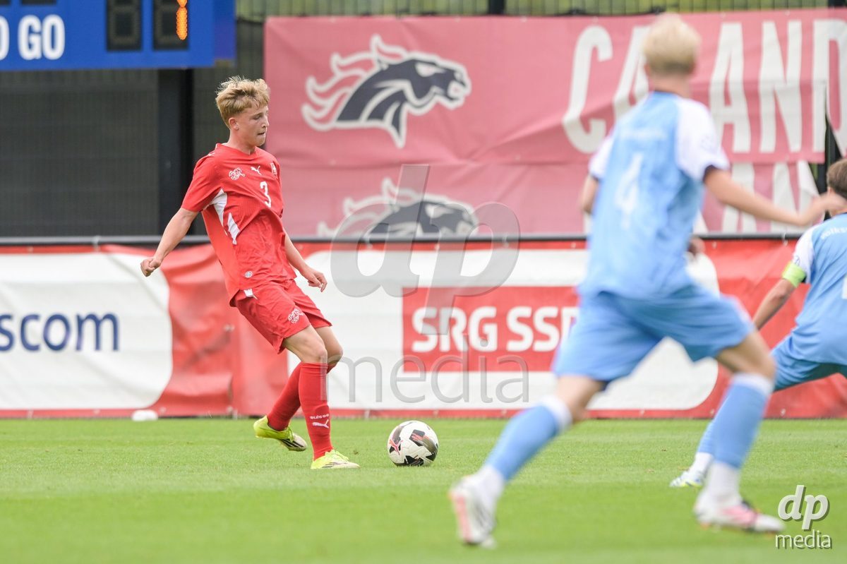 CHUR, SWITZERLAND - September 10: Jaron Metzger of Switzerland during the International friendly match between Switzerland U16 and Luxembourg U16 at Stade de Chur on September 10,2026 in Chur, Switzerland