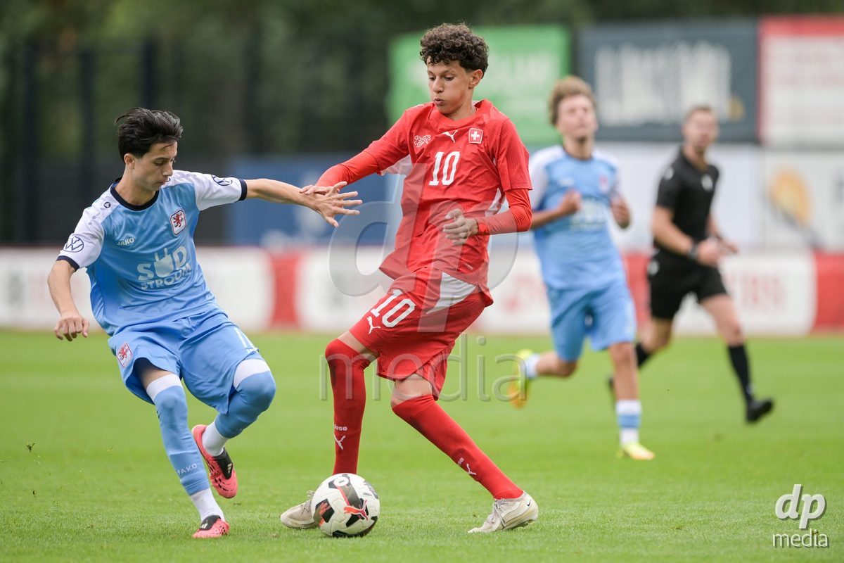 CHUR, SWITZERLAND - September 10: Yanis Sadiki of Switzerland during the International friendly match between Switzerland U16 and Luxembourg U16 at Stade de Chur on September 10,2026 in Chur, Switzerland