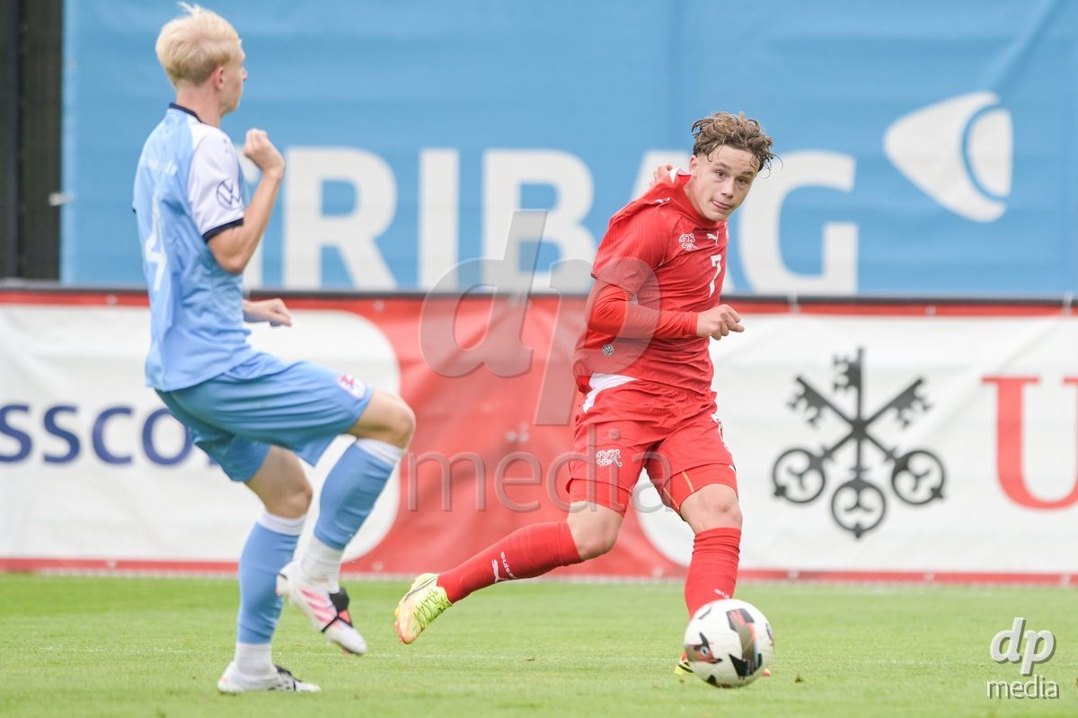CHUR, SWITZERLAND - September 10: Jaron Metzger of Switzerland during the International friendly match between Switzerland U16 and Luxembourg U16 at Stade de Chur on September 10,2026 in Chur, Switzerland
