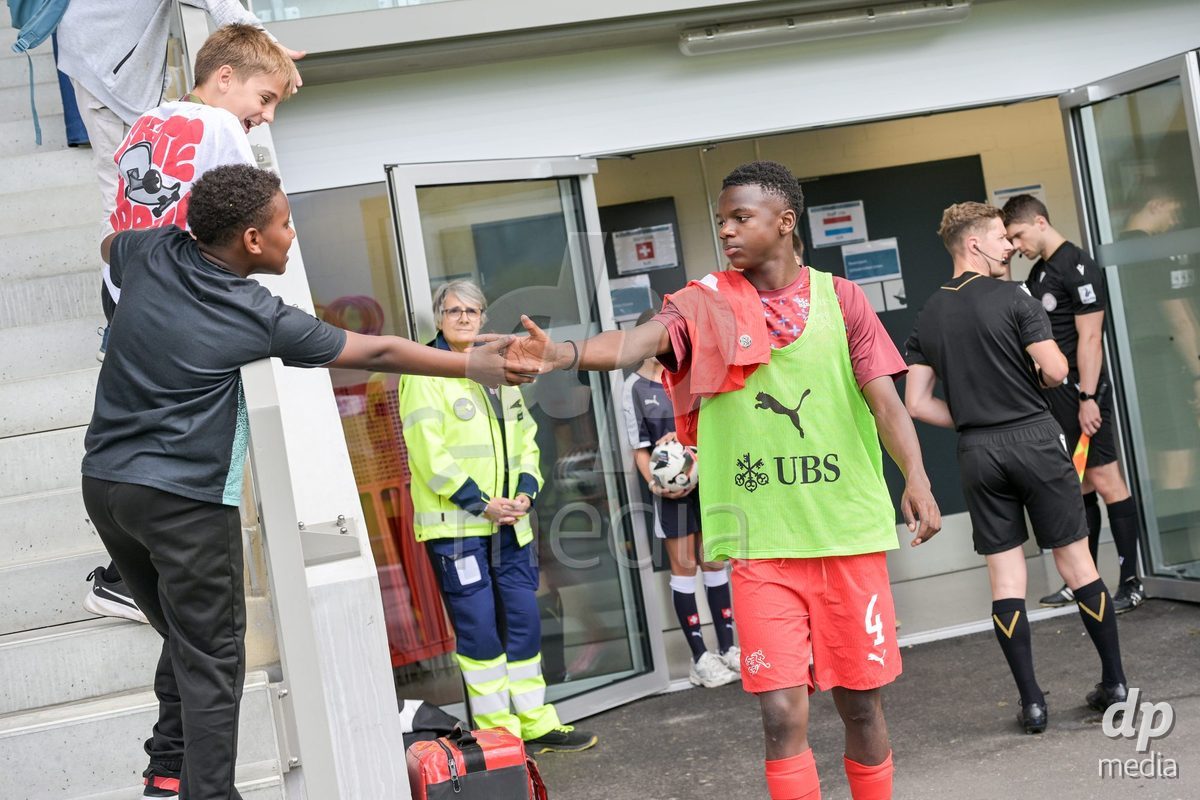 CHUR, SWITZERLAND - September 10: The players enter the field during the International friendly match between Switzerland U16 and Luxembourg U16 at Stade de Chur on September 10,2026 in Chur, Switzerland