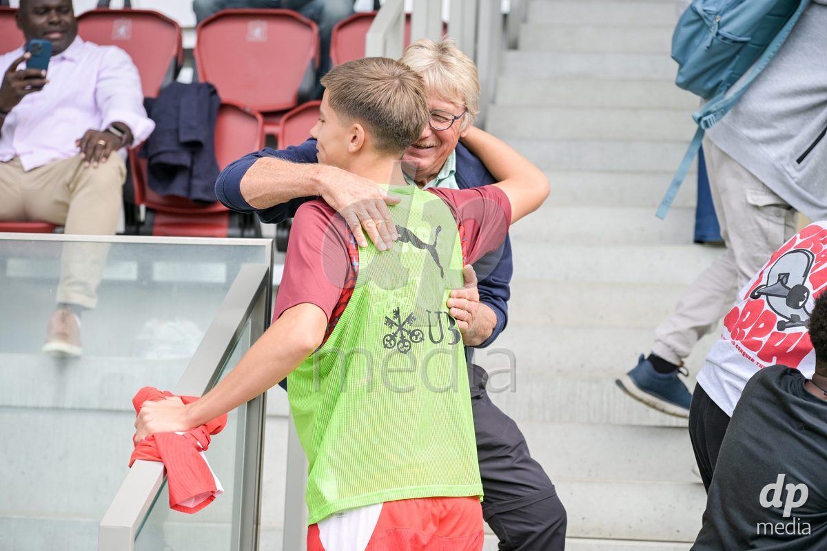 CHUR, SWITZERLAND - September 10: The players enter the field during the International friendly match between Switzerland U16 and Luxembourg U16 at Stade de Chur on September 10,2026 in Chur, Switzerland