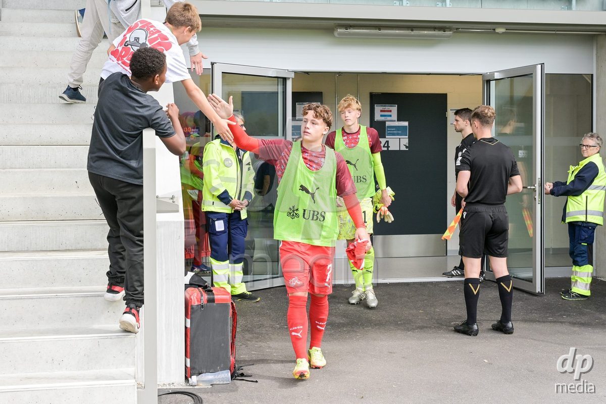 CHUR, SWITZERLAND - September 10: The players enter the field during the International friendly match between Switzerland U16 and Luxembourg U16 at Stade de Chur on September 10,2026 in Chur, Switzerland