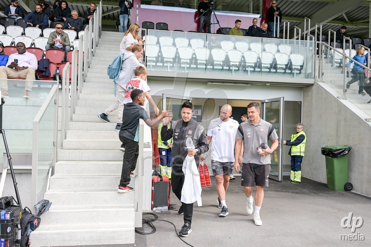 CHUR, SWITZERLAND - September 10: The players enter the field during the International friendly match between Switzerland U16 and Luxembourg U16 at Stade de Chur on September 10,2026 in Chur, Switzerland