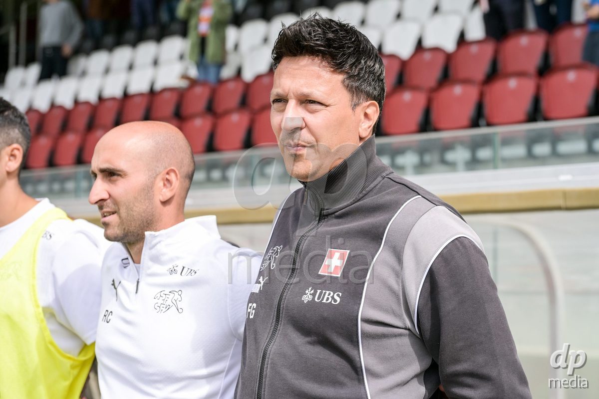CHUR, SWITZERLAND - September 10: Francesco Gabriele, head coach of Switzerland U16, during the International friendly match between Switzerland U16 and Luxembourg U16 at Stade de Chur on September 10,2026 in Chur, Switzerland