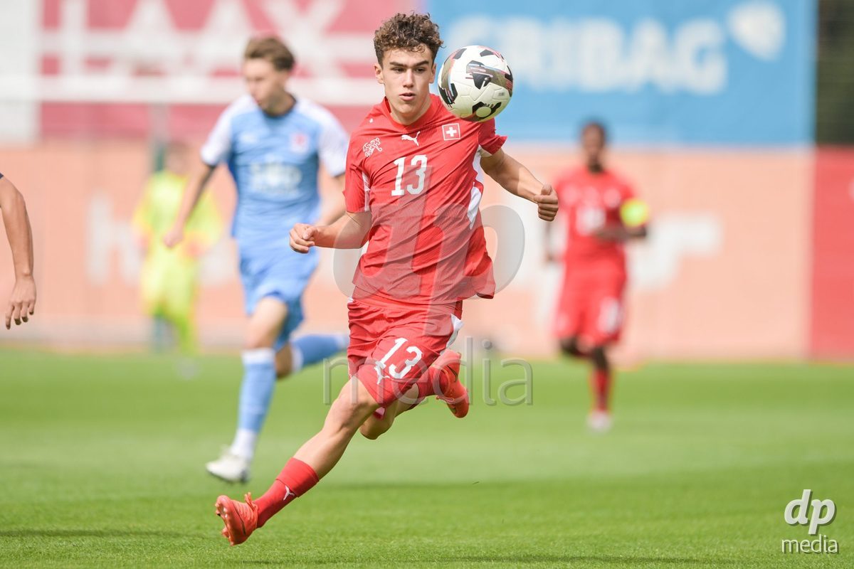 CHUR, SWITZERLAND - September 10: Lars Ackermann of Switzerland during the International friendly match between Switzerland U16 and Luxembourg U16 at Stade de Chur on September 10,2026 in Chur, Switzerland