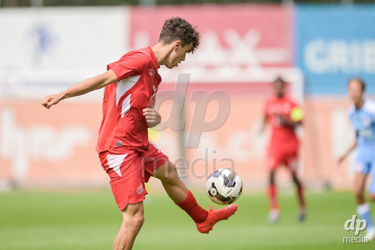 CHUR, SWITZERLAND - September 10: Florian Reinhard of Switzerland during the International friendly match between Switzerland U16 and Luxembourg U16 at Stade de Chur on September 10,2026 in Chur, Switzerland