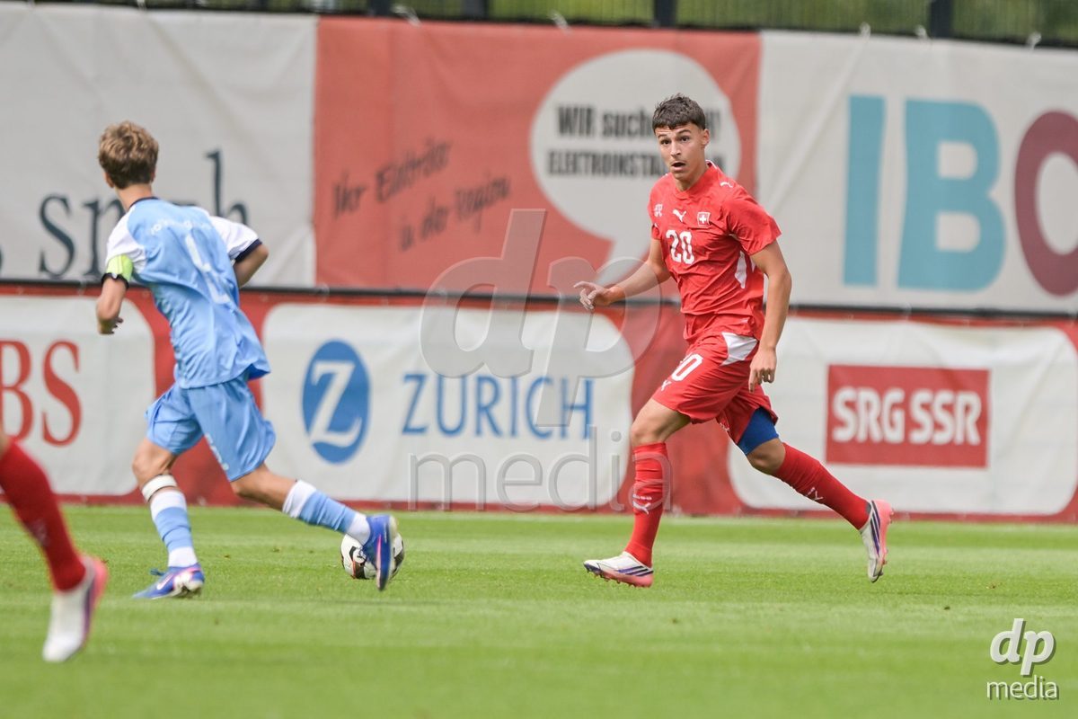 CHUR, SWITZERLAND - September 10:Marin Ivankovic of Switzerland during the International friendly match between Switzerland U16 and Luxembourg U16 at Stade de Chur on September 10,2026 in Chur, Switzerland