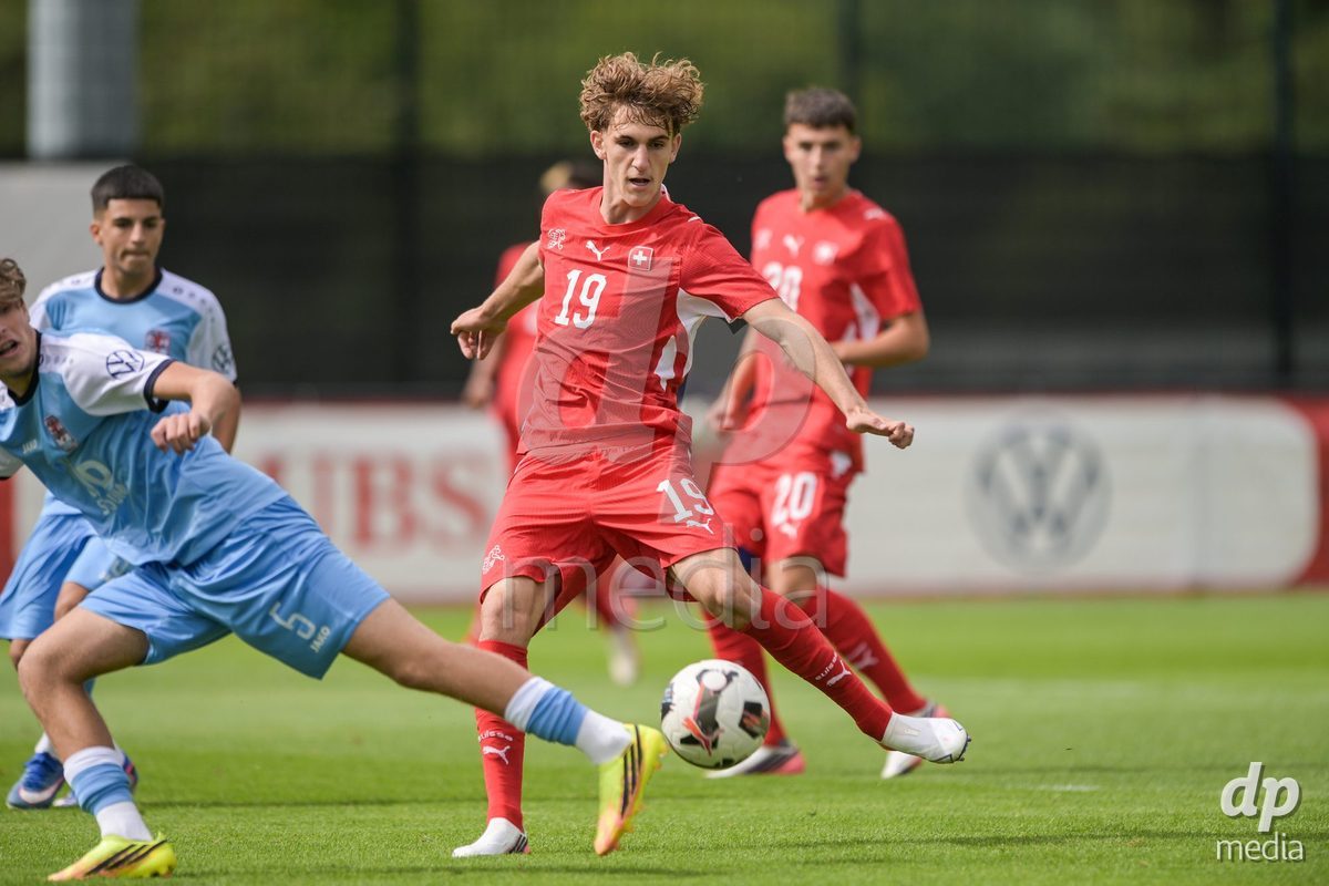 CHUR, SWITZERLAND - September 10: Nevio Nyfeler of Switzerland during the International friendly match between Switzerland U16 and Luxembourg U16 at Stade de Chur on September 10,2026 in Chur, Switzerland