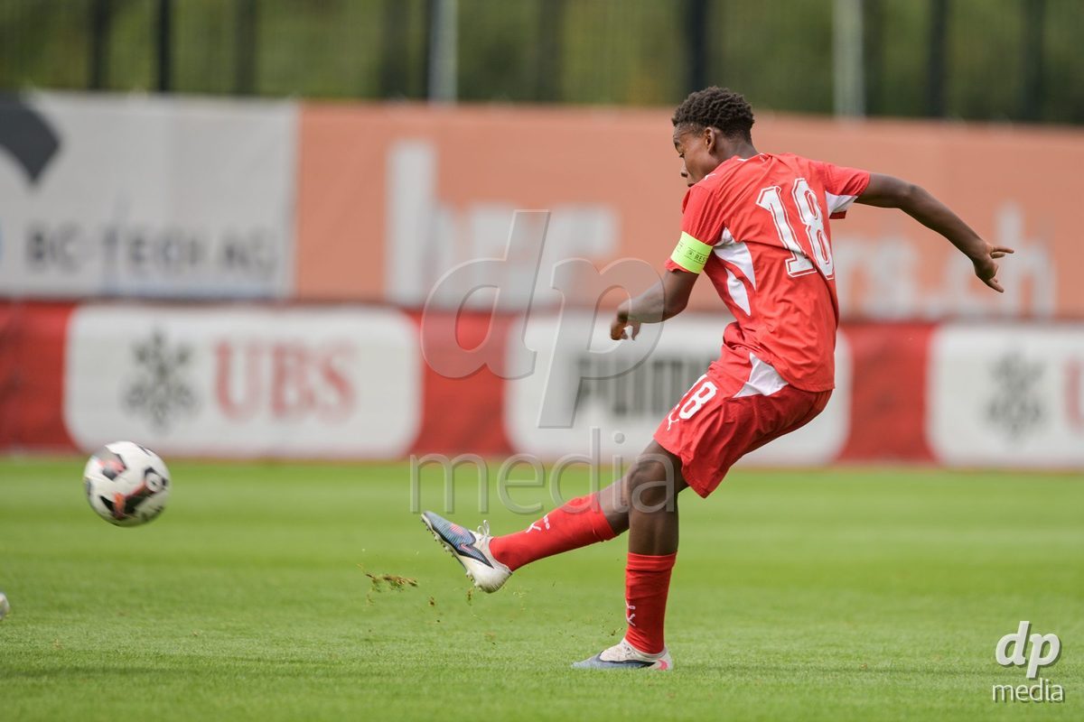 CHUR, SWITZERLAND - September 10: Aaron Andy Ekoh of Switzerland during the International friendly match between Switzerland U16 and Luxembourg U16 at Stade de Chur on September 10,2026 in Chur, Switzerland