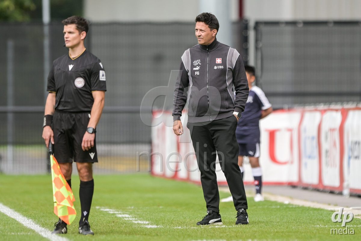 CHUR, SWITZERLAND - September 10: Francesco Gabriele, head coach of Switzerland U16, of Switzerland during the International friendly match between Switzerland U16 and Luxembourg U16 at Stade de Chur on September 10,2026 in Chur, Switzerland