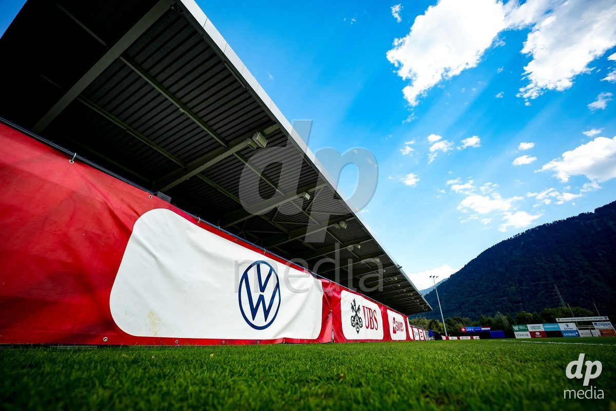 OBERE AU, Switzerland - September 8: Volkswagen sponsor board during the International Friendly U20 match between Switzerland and Luxembourg at TBD on September 8, 2026 in Obere Au, Switzerland.