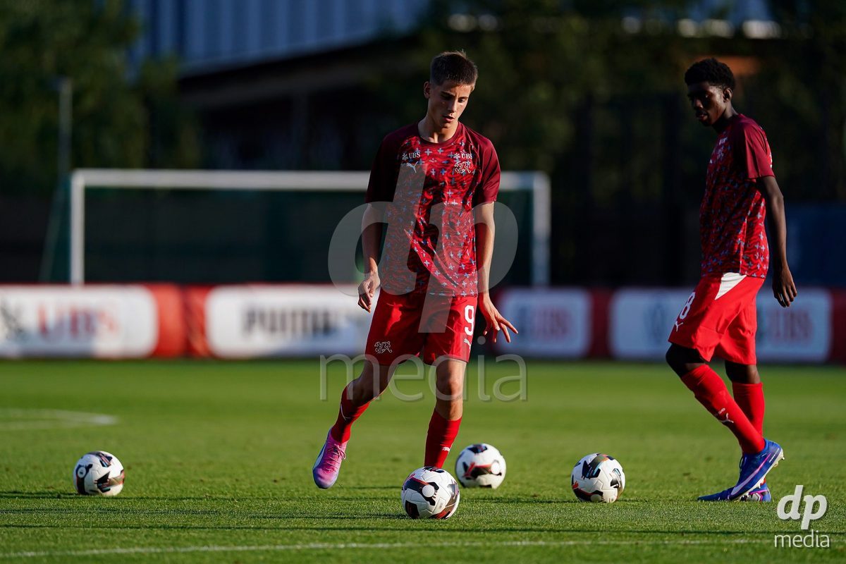 OBERE AU, Switzerland - September 8: Rafael Rudin of Switzerland warming up during the International Friendly U20 match between Switzerland and Luxembourg at TBD on September 8, 2026 in Obere Au, Switzerland.