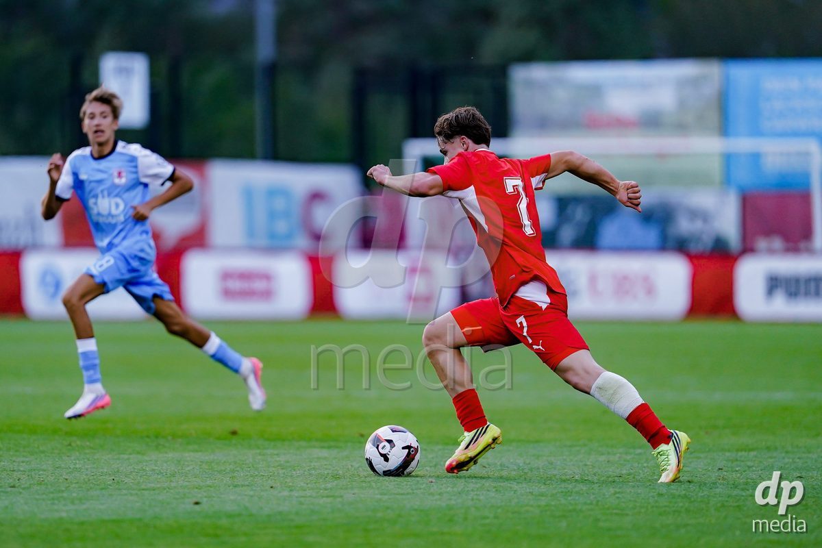 OBERE AU, Switzerland - September 8: Noel Vinzenz Telser of Switzerland controls the ball during the International Friendly U20 match between Switzerland and Luxembourg at TBD on September 8, 2026 in Obere Au, Switzerland.