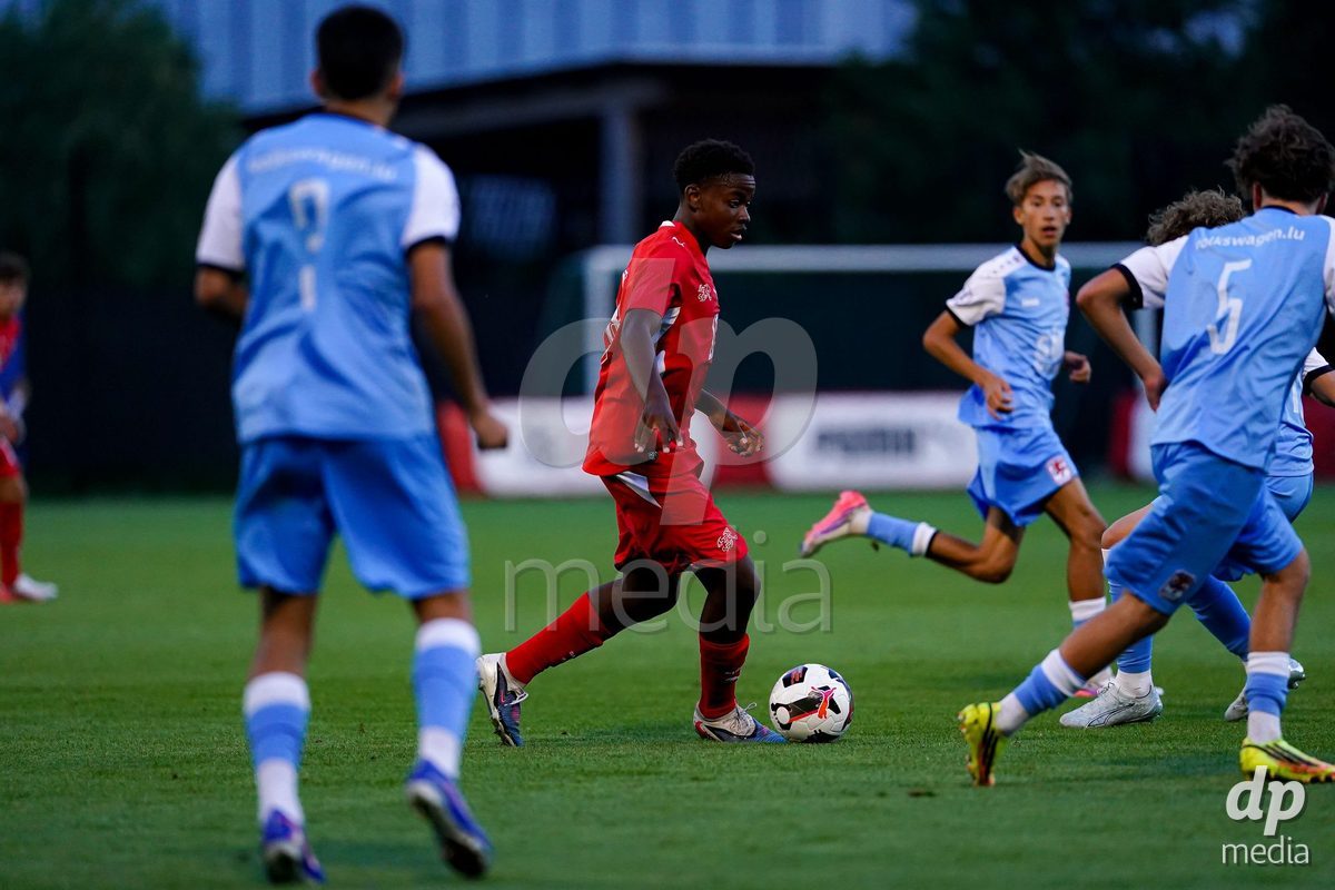 OBERE AU, Switzerland - September 8: Aaron Andy Ekoh of Switzerland controls the ball during the International Friendly U20 match between Switzerland and Luxembourg at TBD on September 8, 2026 in Obere Au, Switzerland.