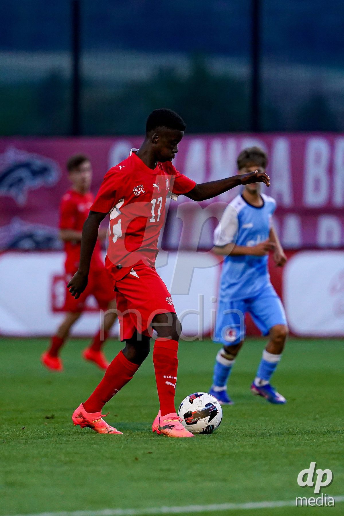 OBERE AU, Switzerland - September 8: Jessy Madox Kongenda of Switzerland controls the ball during the International Friendly U20 match between Switzerland and Luxembourg at TBD on September 8, 2026 in Obere Au, Switzerland.
