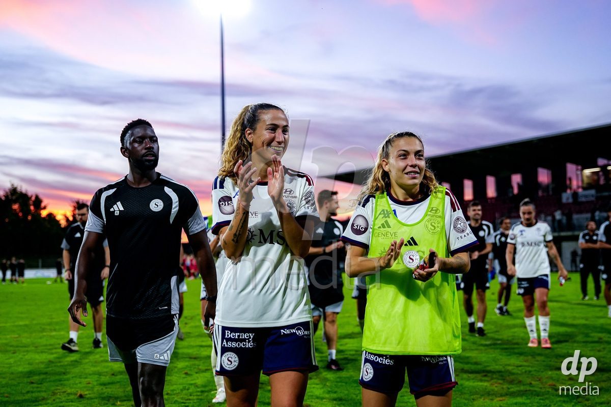 Rapperswil, Switzerland - September 12: Servette FC Chenois Feminin after winning the AXA Women's Super League match between FC Rapperswil-Jona and Servette FC Chenois Feminin at Stadion Grünfeld on September 12, 2026 in Rapperswil, Switzerland.