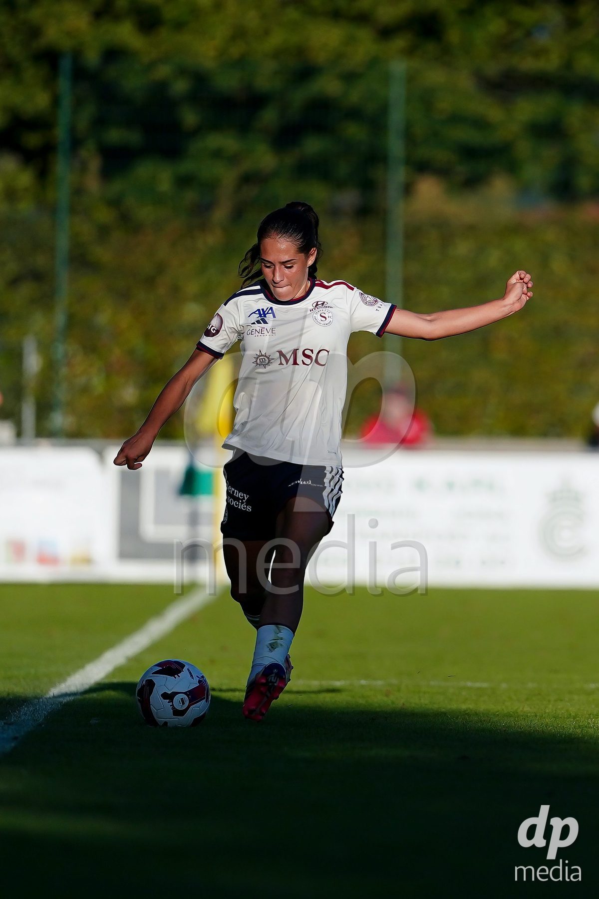 Rapperswil, Switzerland - September 12: Amina Muratovic (Amina Muratović) of Servette FC Chenois Feminin controls the ball during the AXA Women's Super League match between FC Rapperswil-Jona and Servette FC Chenois Feminin at Stadion Grünfeld on September 12, 2026 in Rapperswil, Switzerland.