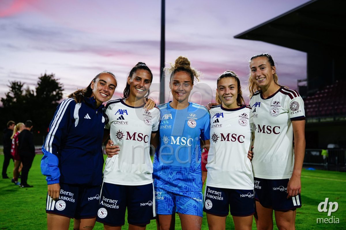 Rapperswil, Switzerland - September 12: Servette FC Chenois Feminin after winning the AXA Women's Super League match between FC Rapperswil-Jona and Servette FC Chenois Feminin at Stadion Grünfeld on September 12, 2026 in Rapperswil, Switzerland.