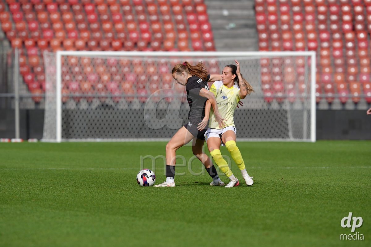 Zurich, Switzerland - September 13: Marlene Wild of FC Zürich against Alice Ilaria Berti of FC Basel 1893 during the AXA Women's Super League match between FC Zurich and FC Basel 1893 at Stadion Letzigrund on September 13, 2026 in Zurich, Switzerland.