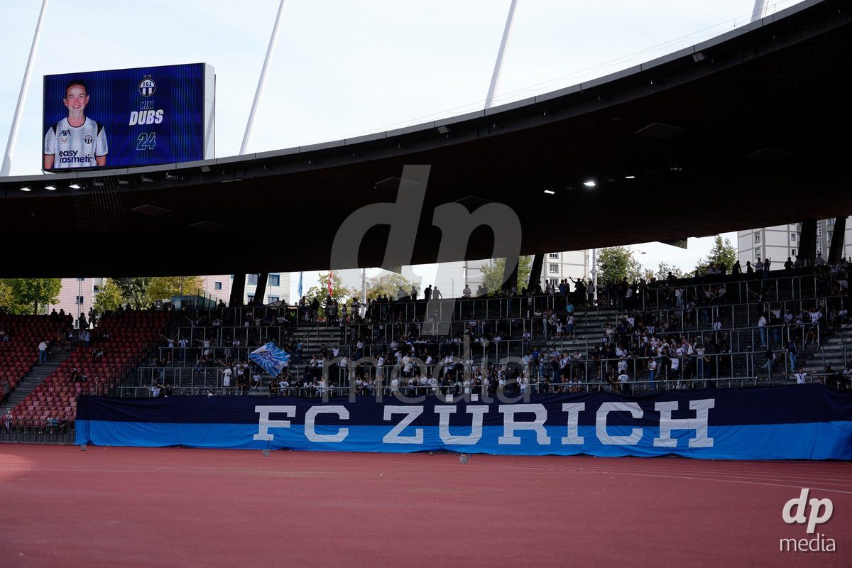 Zurich, Switzerland - September 13: Fans of FC Zurich during the AXA Women's Super League match between FC Zurich and FC Basel 1893 at Stadion Letzigrund on September 13, 2026 in Zurich, Switzerland.