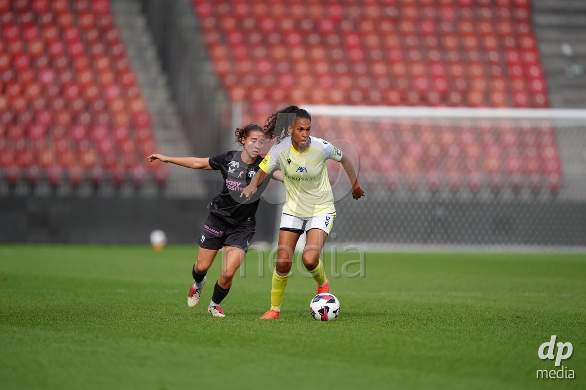 Zurich, Switzerland - September 13: Coumba Louisa Sow of FC Basel 1893 against Amelie Schuster of FC Zürich during the AXA Women's Super League match between FC Zurich and FC Basel 1893 at Stadion Letzigrund on September 13, 2026 in Zurich, Switzerland.