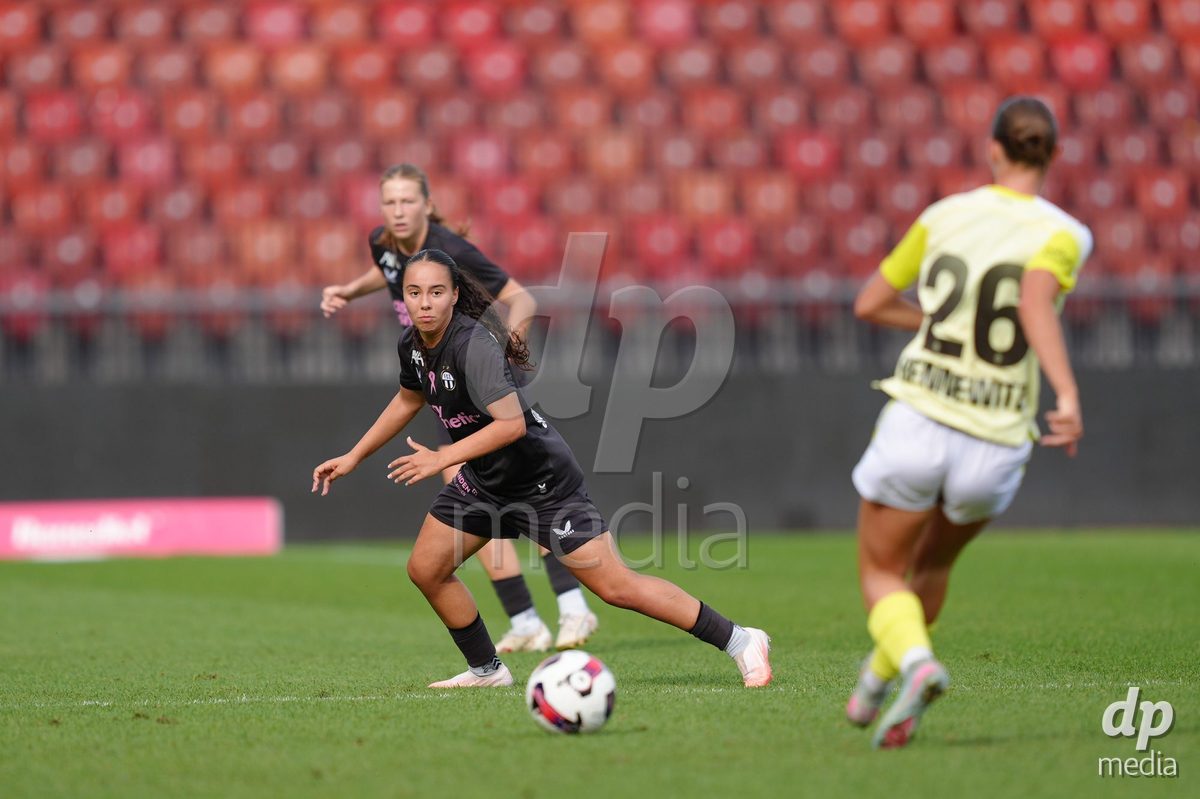 Zurich, Switzerland - September 13: Nevia Stoob of FC Zürich during the AXA Women's Super League match between FC Zurich and FC Basel 1893 at Stadion Letzigrund on September 13, 2026 in Zurich, Switzerland.