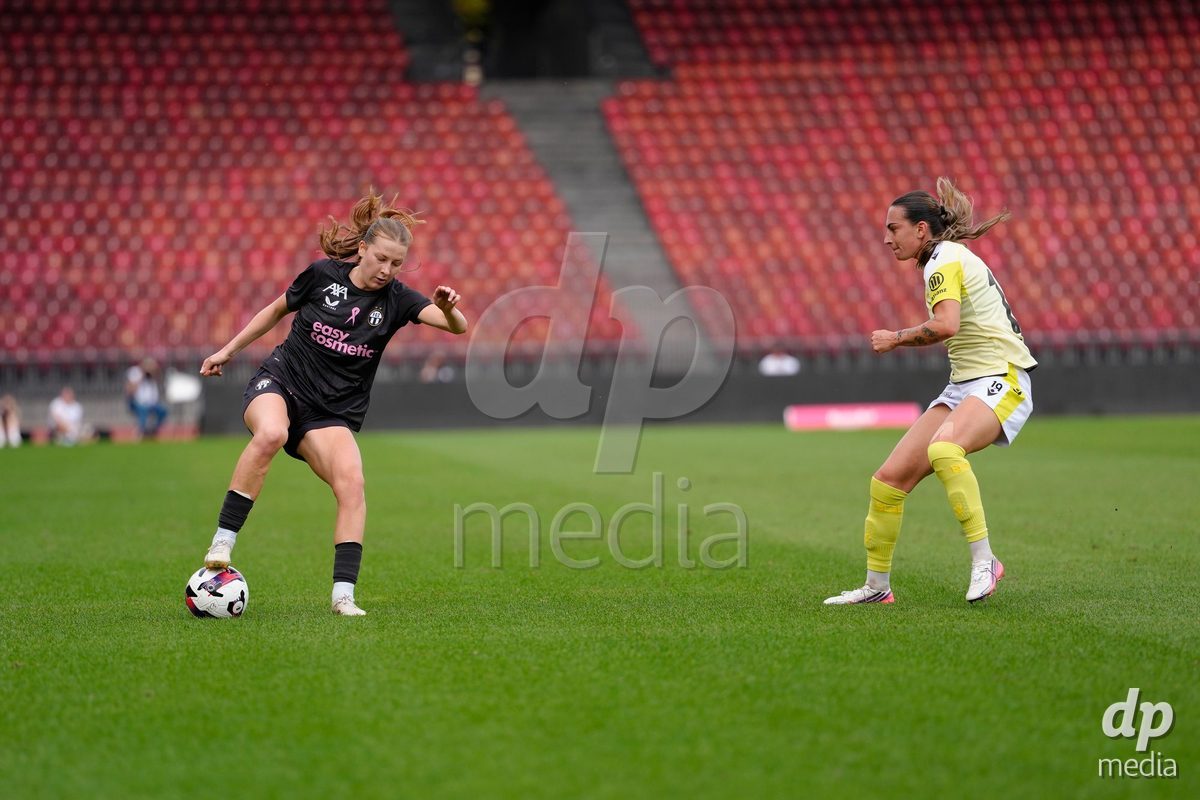Zurich, Switzerland - September 13: Marlene Wild of FC Zürich against Alice Ilaria Berti of FC Basel 1893 during the AXA Women's Super League match between FC Zurich and FC Basel 1893 at Stadion Letzigrund on September 13, 2026 in Zurich, Switzerland.