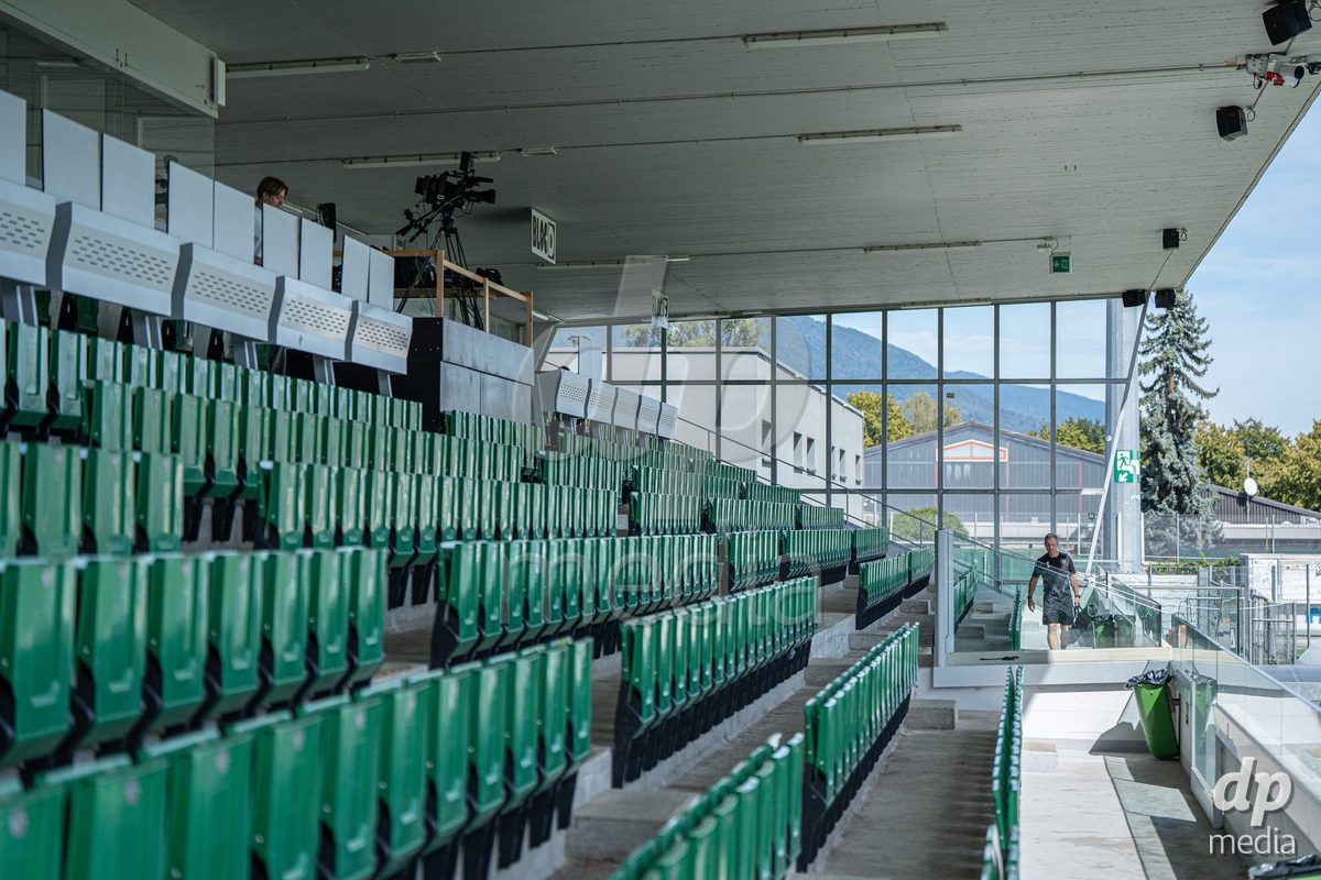YVERDON-LES-BAINS - SWITZERLAND - SEPTEMBER 13 : General view of Stade Municipal prior to the AXA Women's Super League match between Yverdon-Sport Women and FC Aarau Frauen at Stade Municipal on September 13, 2026 in Yverdon-les-Bains, Switzerland.