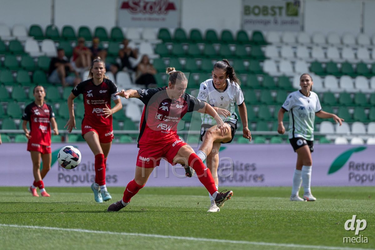 YVERDON-LES-BAINS - SWITZERLAND - SEPTEMBER 13 : Ines Khiri of Yverdon Sport Women scores the goal (1-0) during the AXA Women's Super League match between Yverdon Sport Women and FC Aarau Frauen at Stade Municipal on September 13, 2026 in Yverdon-les-Bains, Switzerland.