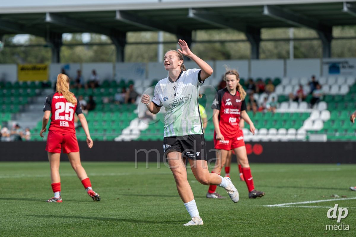 YVERDON-LES-BAINS - SWITZERLAND - SEPTEMBER 13 : Denisa Hasanaj of Yverdon Sport Womenn in action during the AXA Women's Super League match between Yverdon Sport Women and FC Aarau Frauen at Stade Municipal on September 13, 2026 in Yverdon-les-Bains, Switzerland.