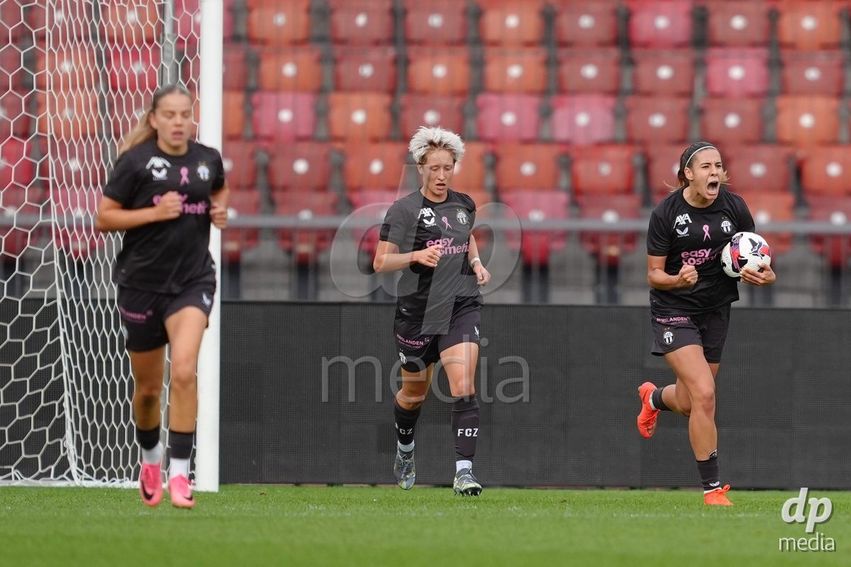 Zurich, Switzerland - September 13: Nina Kajzba of FC Zürich celebrates after her goal for the 1:1 during the AXA Women's Super League match between FC Zurich and FC Basel 1893 at Stadion Letzigrund on September 13, 2026 in Zurich, Switzerland.