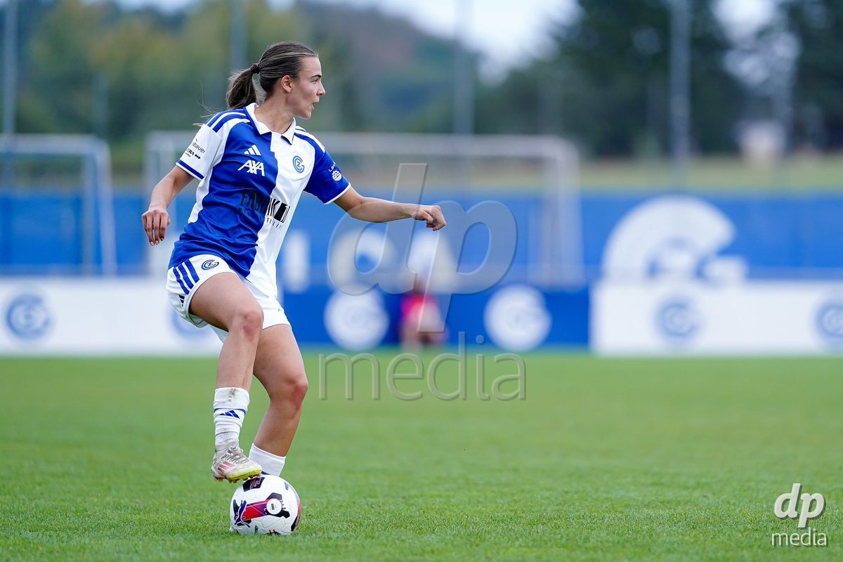 NIEDERHASLI, SWITZERLAND - September 13: Emma Egli of GC Frauenfussball in action during the AXA Women's Super League match between GC Frauenfussball and FC Luzern at GC Campus on September 13, 2026 in Niederhasli, Switzerland.