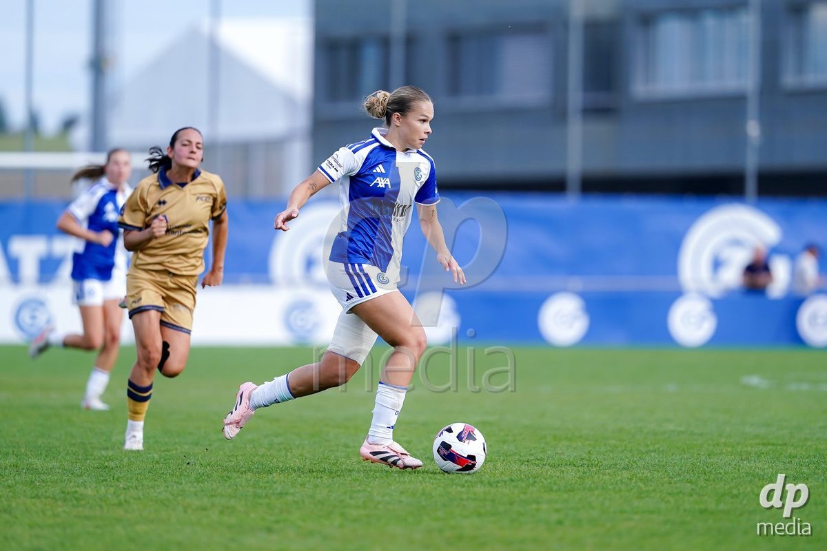 NIEDERHASLI, SWITZERLAND - September 13: Ella Ljustina of GC Frauenfussball controls the ball during the AXA Women's Super League match between GC Frauenfussball and FC Luzern at GC Campus on September 13, 2026 in Niederhasli, Switzerland.