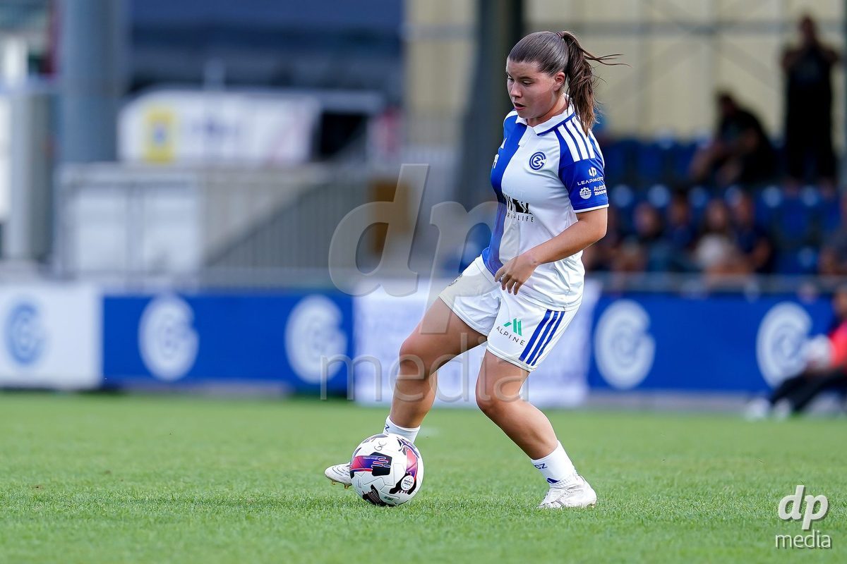 NIEDERHASLI, SWITZERLAND - September 13: Michelle Storni of GC Frauenfussball controls the ball during the AXA Women's Super League match between GC Frauenfussball and FC Luzern at GC Campus on September 13, 2026 in Niederhasli, Switzerland.